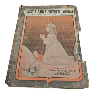 JUST A BABY'S PRAYER AT‎ TWILIGHT Vintage Sheet Music 1918